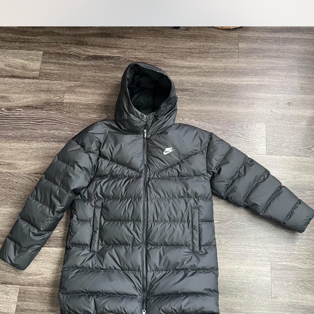 Nike Charcoal Hooded Puffer Coat